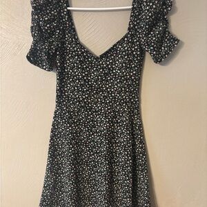 H&M Black Mini Dress with Pink & White Floral Print